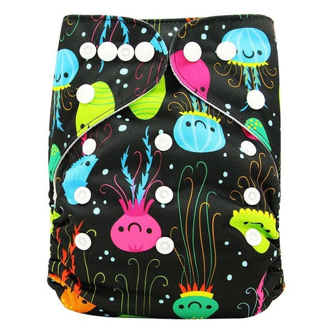 Ohbabyka Baby Diapers Reusable Nappies Changing Christmas Unicorn Print Newborn Cloth Diaper Washable Pocket Diaper Cover