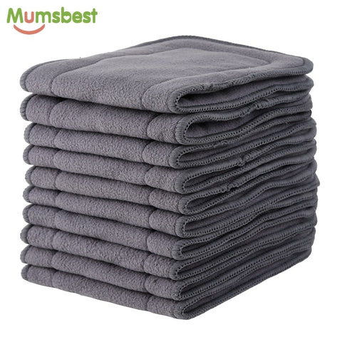 [Mumsbest]10 pcs Bamboo Charcoal Inserts For Baby Cloth Diaper Reusable Washable Inserts Liners For Real Pocket Cloth Nappy