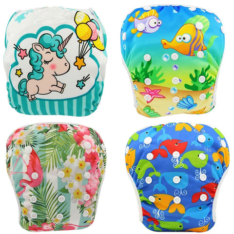 Ohbabyka Baby Swim Diaper Waterproof Adjustable Cloth Diapers Pool Pant Swimming Diaper Cover Reusable Washable Baby Nappies